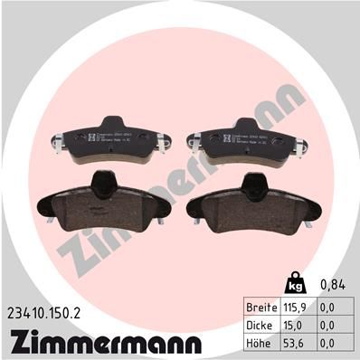ZIMMERMANN Комплект тормозных колодок, дисковый тормоз 23410.150.2