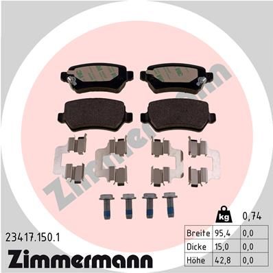 ZIMMERMANN Комплект тормозных колодок, дисковый тормоз 23417.150.1