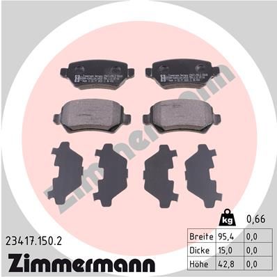ZIMMERMANN Комплект тормозных колодок, дисковый тормоз 23417.150.2