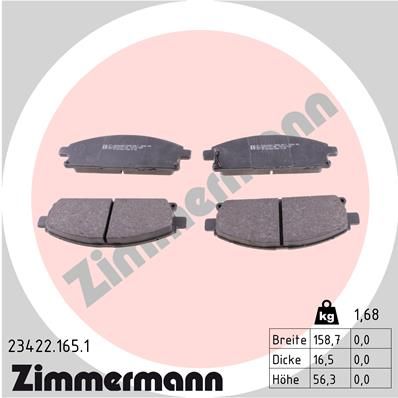 ZIMMERMANN Комплект тормозных колодок, дисковый тормоз 23422.165.1