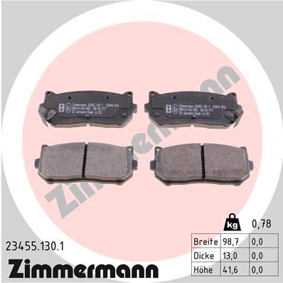 ZIMMERMANN Комплект тормозных колодок, дисковый тормоз 23455.130.1