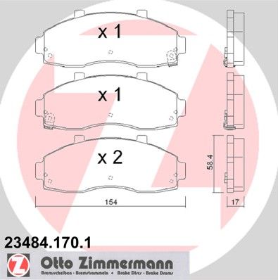 ZIMMERMANN Комплект тормозных колодок, дисковый тормоз 23484.170.1