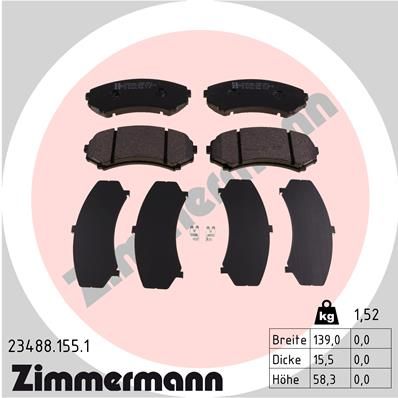 ZIMMERMANN Комплект тормозных колодок, дисковый тормоз 23488.155.1