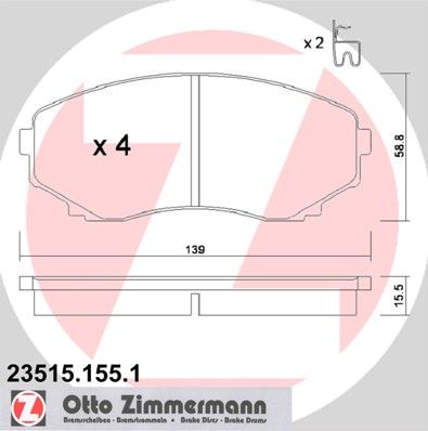 ZIMMERMANN Комплект тормозных колодок, дисковый тормоз 23515.155.1