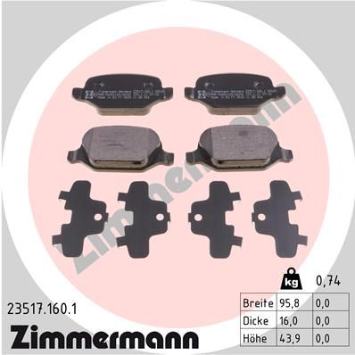 ZIMMERMANN Комплект тормозных колодок, дисковый тормоз 23517.160.1