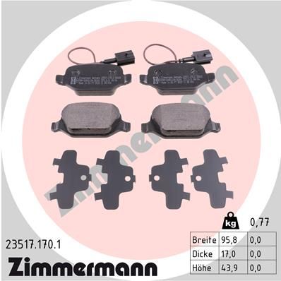 ZIMMERMANN Комплект тормозных колодок, дисковый тормоз 23517.170.1