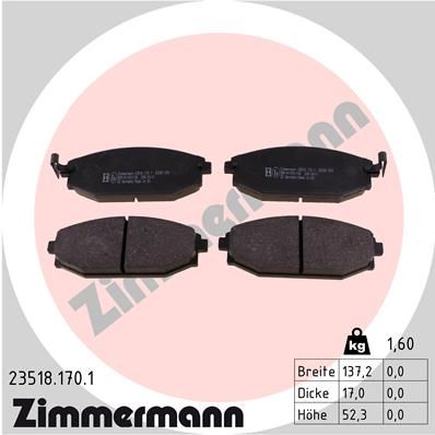 ZIMMERMANN Комплект тормозных колодок, дисковый тормоз 23518.170.1