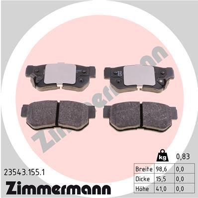 ZIMMERMANN Комплект тормозных колодок, дисковый тормоз 23543.155.1