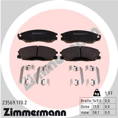 ZIMMERMANN Комплект тормозных колодок, дисковый тормоз 23569.170.2