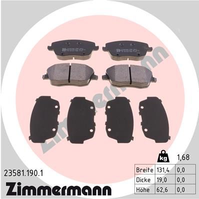 ZIMMERMANN Комплект тормозных колодок, дисковый тормоз 23581.190.1