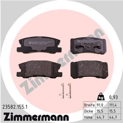 ZIMMERMANN Комплект тормозных колодок, дисковый тормоз 23582.155.1