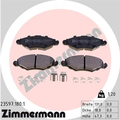 ZIMMERMANN Комплект тормозных колодок, дисковый тормоз 23597.180.1
