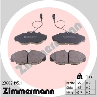 ZIMMERMANN Комплект тормозных колодок, дисковый тормоз 23602.195.1