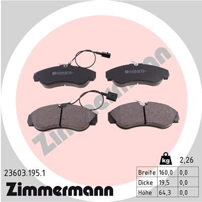 ZIMMERMANN Комплект тормозных колодок, дисковый тормоз 23603.195.1