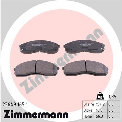 ZIMMERMANN Комплект тормозных колодок, дисковый тормоз 23649.165.1