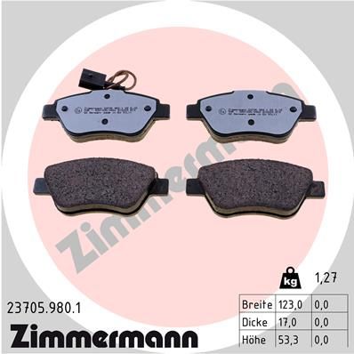ZIMMERMANN Комплект тормозных колодок, дисковый тормоз 23705.980.1