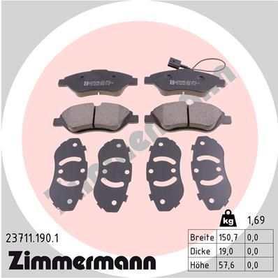 ZIMMERMANN Комплект тормозных колодок, дисковый тормоз 23711.190.1