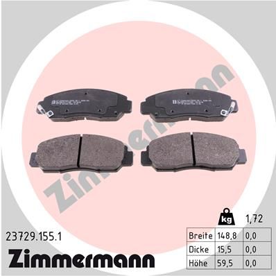 ZIMMERMANN Комплект тормозных колодок, дисковый тормоз 23729.155.1