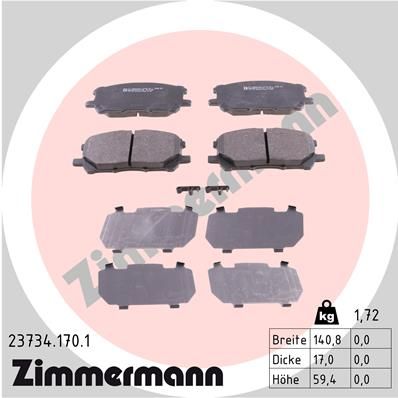 ZIMMERMANN Комплект тормозных колодок, дисковый тормоз 23734.170.1