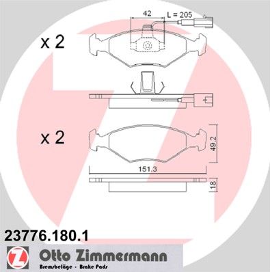 ZIMMERMANN Комплект тормозных колодок, дисковый тормоз 23776.180.1
