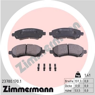 ZIMMERMANN Комплект тормозных колодок, дисковый тормоз 23780.170.1