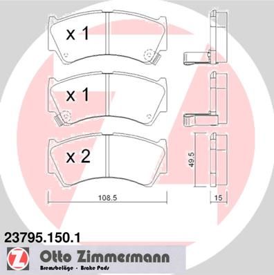 ZIMMERMANN Bremžu uzliku kompl., Disku bremzes 23795.150.1