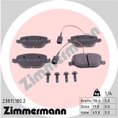 ZIMMERMANN Комплект тормозных колодок, дисковый тормоз 23811.180.2