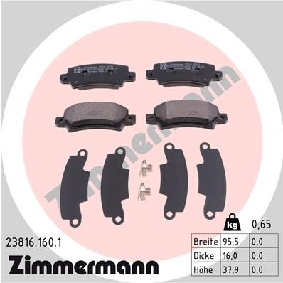 ZIMMERMANN Комплект тормозных колодок, дисковый тормоз 23816.160.1