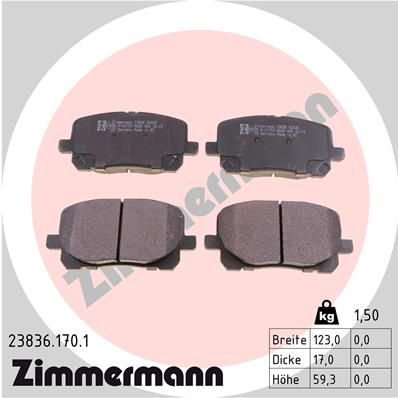 ZIMMERMANN Комплект тормозных колодок, дисковый тормоз 23836.170.1