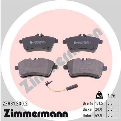 ZIMMERMANN Комплект тормозных колодок, дисковый тормоз 23881.200.2
