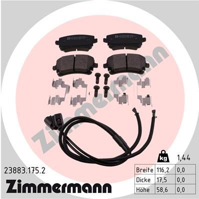 ZIMMERMANN Bremžu uzliku kompl., Disku bremzes 23883.175.2