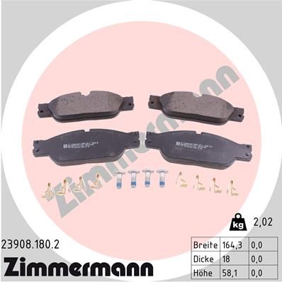 ZIMMERMANN Комплект тормозных колодок, дисковый тормоз 23908.180.2