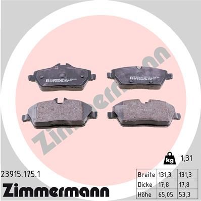 ZIMMERMANN Комплект тормозных колодок, дисковый тормоз 23915.175.1