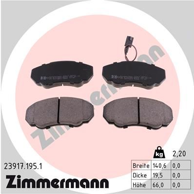 ZIMMERMANN Комплект тормозных колодок, дисковый тормоз 23917.195.1