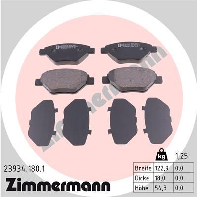 ZIMMERMANN Комплект тормозных колодок, дисковый тормоз 23934.180.1