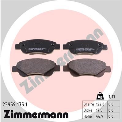 ZIMMERMANN Комплект тормозных колодок, дисковый тормоз 23959.175.1