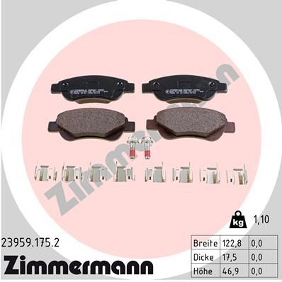 ZIMMERMANN Комплект тормозных колодок, дисковый тормоз 23959.175.2