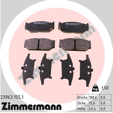ZIMMERMANN Комплект тормозных колодок, дисковый тормоз 23963.155.1