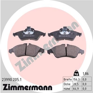 ZIMMERMANN Комплект тормозных колодок, дисковый тормоз 23990.205.1