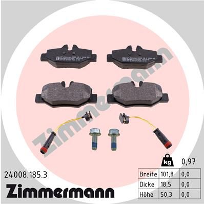 ZIMMERMANN Bremžu uzliku kompl., Disku bremzes 24008.185.3