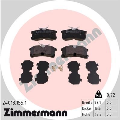 ZIMMERMANN Bremžu uzliku kompl., Disku bremzes 24013.155.1