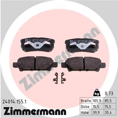 ZIMMERMANN Комплект тормозных колодок, дисковый тормоз 24014.155.1