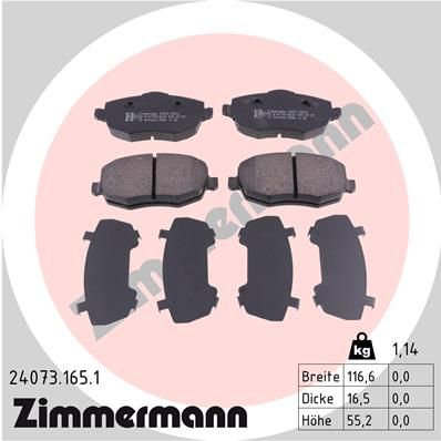 ZIMMERMANN Комплект тормозных колодок, дисковый тормоз 24073.165.1