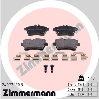 ZIMMERMANN Комплект тормозных колодок, дисковый тормоз 24077.190.3