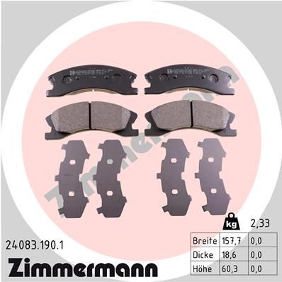 ZIMMERMANN Комплект тормозных колодок, дисковый тормоз 24083.190.1