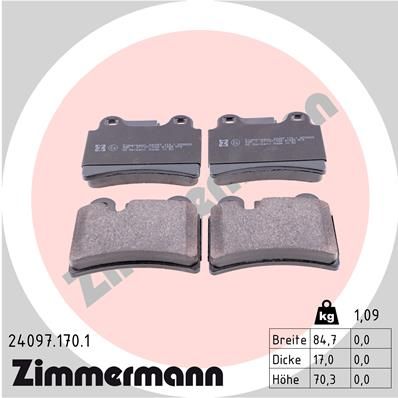 ZIMMERMANN Комплект тормозных колодок, дисковый тормоз 24097.170.1