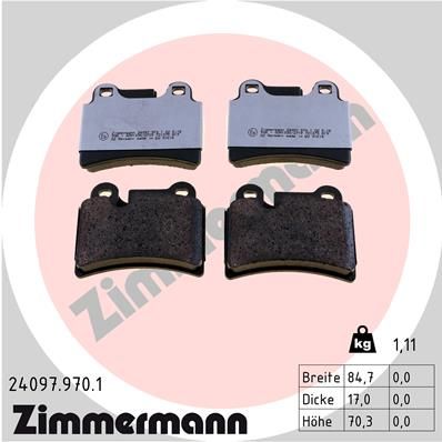 ZIMMERMANN Комплект тормозных колодок, дисковый тормоз 24097.970.1