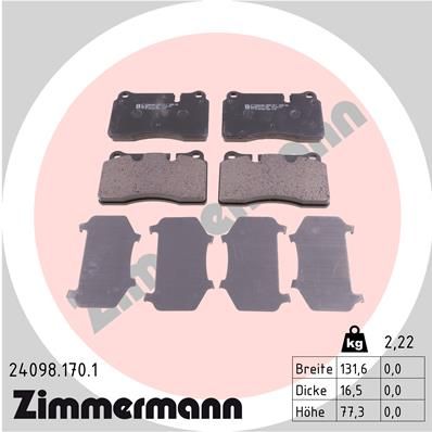 ZIMMERMANN Комплект тормозных колодок, дисковый тормоз 24098.170.1
