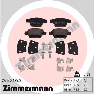 ZIMMERMANN Комплект тормозных колодок, дисковый тормоз 24150.175.2
