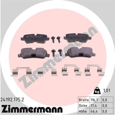 ZIMMERMANN Комплект тормозных колодок, дисковый тормоз 24192.175.2